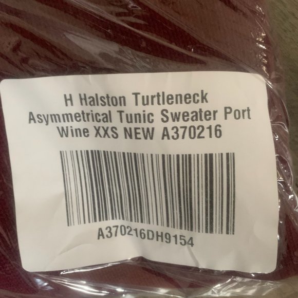 NWT H NY HALSTON TURTLENECK ASYMMETRICAL TUNIC SWEATER PORT WINE XXS - Picture 5 of 6